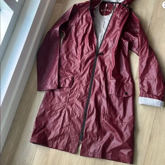 RAINS Waterproof Long Jacket - Hooded Raincoat, S/ M - Picture 4 of 9